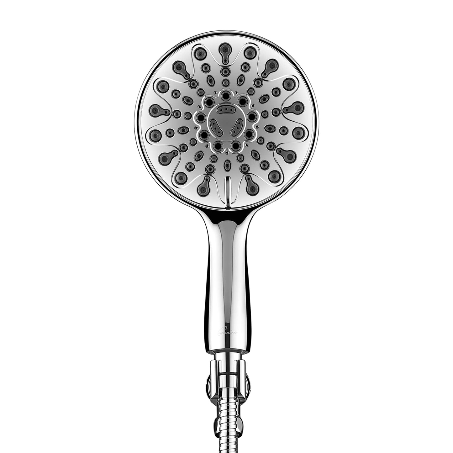 Couradric Handheld Shower Head, 6" Chrome Face 6 Spray Setting Shower Head with High Pressure, Brass Swivel Ball Mount and Extra Long Flexible Stainless Steel Hose