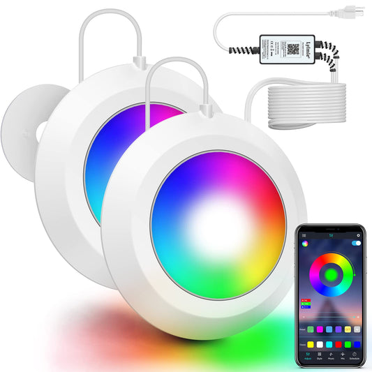 LyLmLe LED Pool Lights 50W Double Lights for Giant Pools, 12V APP Control Underwater Light with Magnet & Timer, 2000lm, IP68 Waterproof Submersible Light for Aboveground and Inground Pools