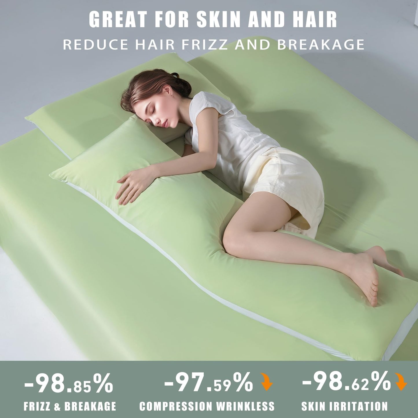 TELUS Cooling Body Pillow Case, Silky Soft Breathable Pillowcase with Envelope Close, Stay Cool All Night Pillow Cover for Hot Sleepers and Night Sweats, 20x54 Inch, Green