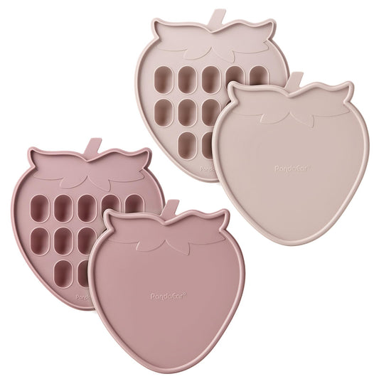 PandaEar 2 Pack Baby Breastmilk Popsicle Molds, Silicone Nibble Freezer Tray with Lid, Baby Fruit Food Feeder Teether Tray, 13 x 0.5 oz Baby Food Storage Container for Homemade Baby Food