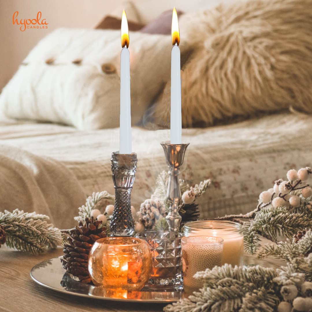 Hyoola Tall Taper Candles - 16 Inch White Unscented Dripless Taper Candles - 14 Hour Burn Time - 8 Pack