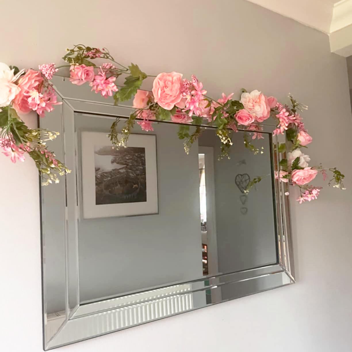 Blush Peony Flowers, OrgMemory Rose Flower Vine, Light Pink Flower Garland, 6' Floral Garland for Wedding Decor Home Table Runner Mantle Decoration