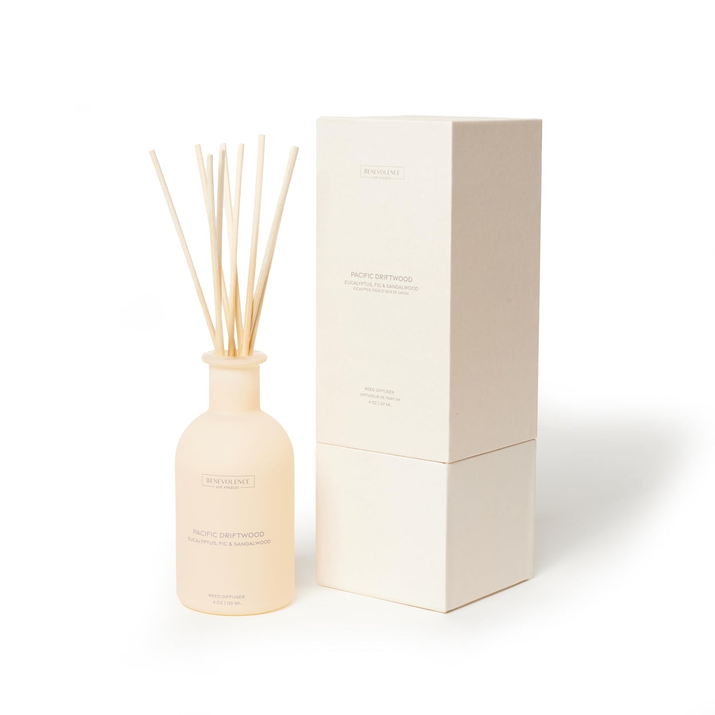 Benevolence LA Reed Diffuser for Home | Eucalyptus, Fig & Sandalwood | Elegant Home & Bathroom Decor | Fragrance Diffuser with Sticks for Bathroom - Malibu Sands Collection