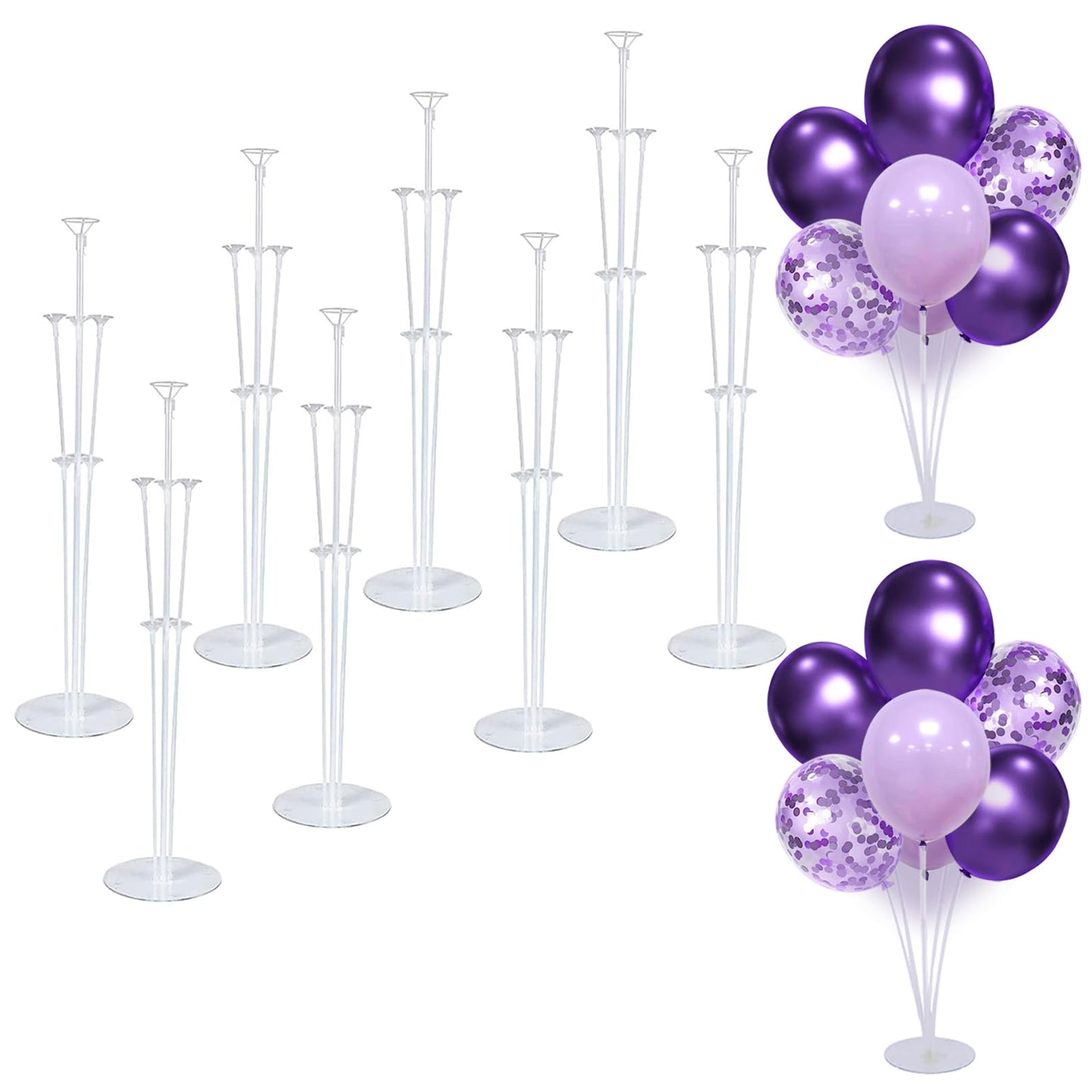 8 Set Balloon Stand Kit - Balloon Sticks With Base for Table Balloon Centerpiece Decorations for Birthday Graduation Gender Reveal Baby Shower Party Decorations
