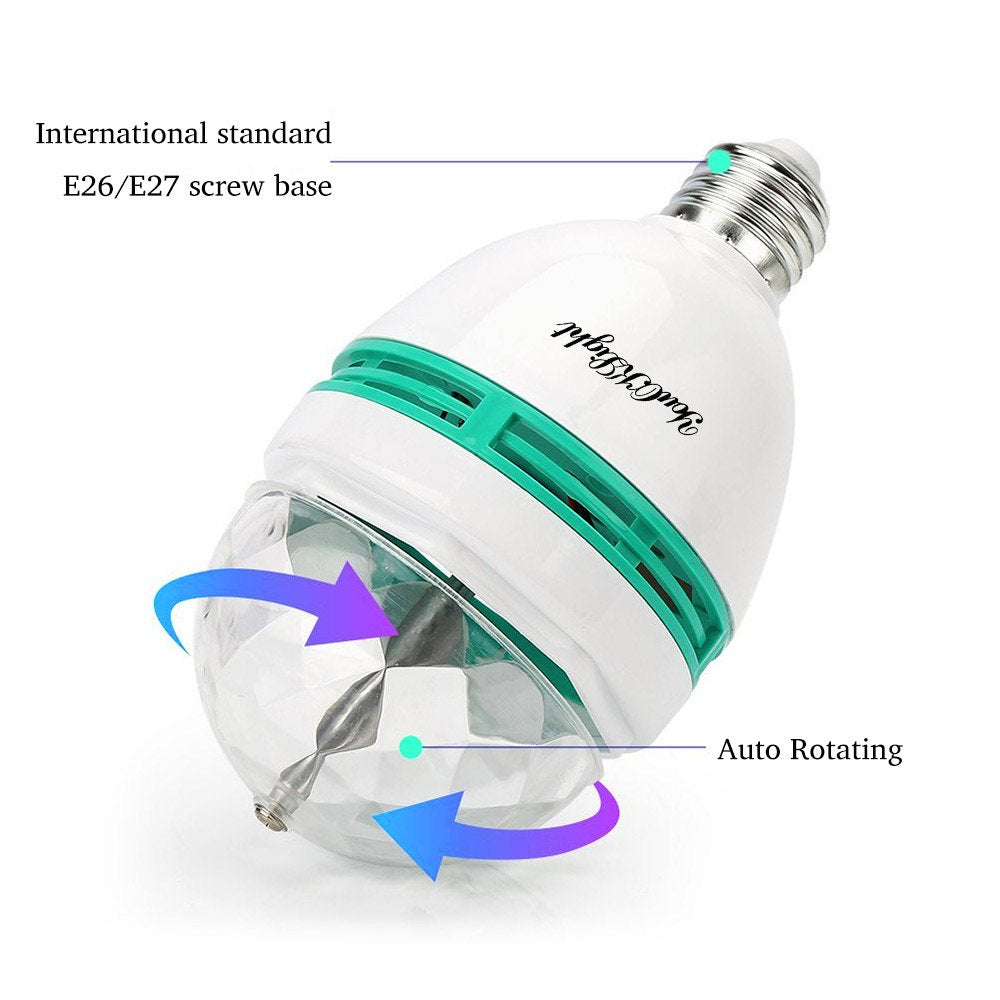 YouOKLight E26 Rotating RGB Disco Ball Light, LED Strobe Bulb Magic Ball Light, for Birthday Party Club Bar Karaoke Halloween Christmas