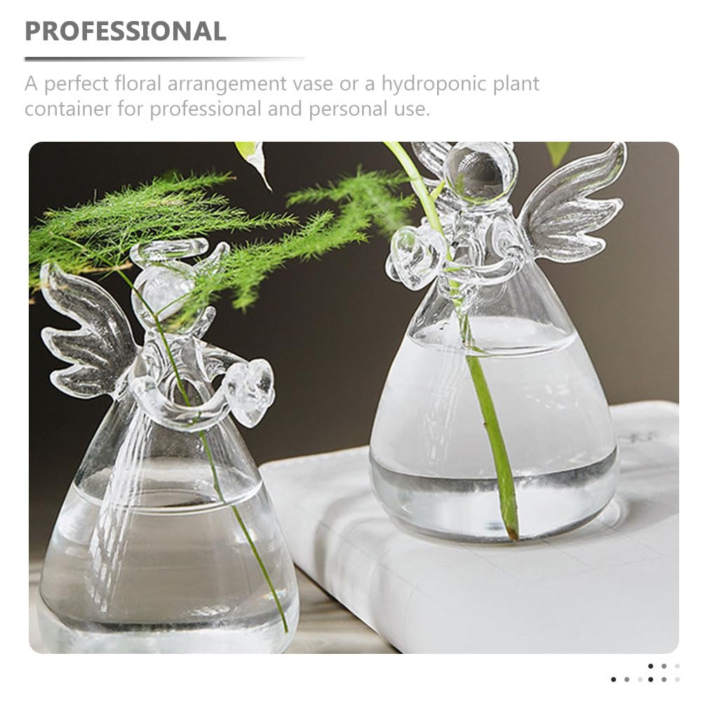 IMIKEYA Angel Hanging Glass Plant Vase: 2pcs Tiny Angel Flower Planter for Hydroponic Plants & Home Garden Decor
