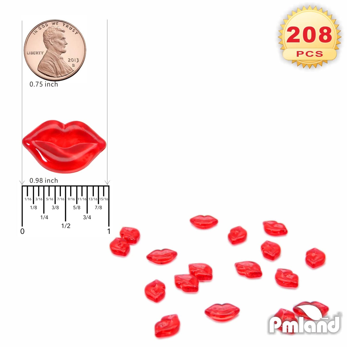 PMLAND Spring Acrylic Red Lip Kiss Love Ornaments and Table Scatter Decoration - 200+ Pieces for Valentine's Day Holiday Party Festival Events Home Decor