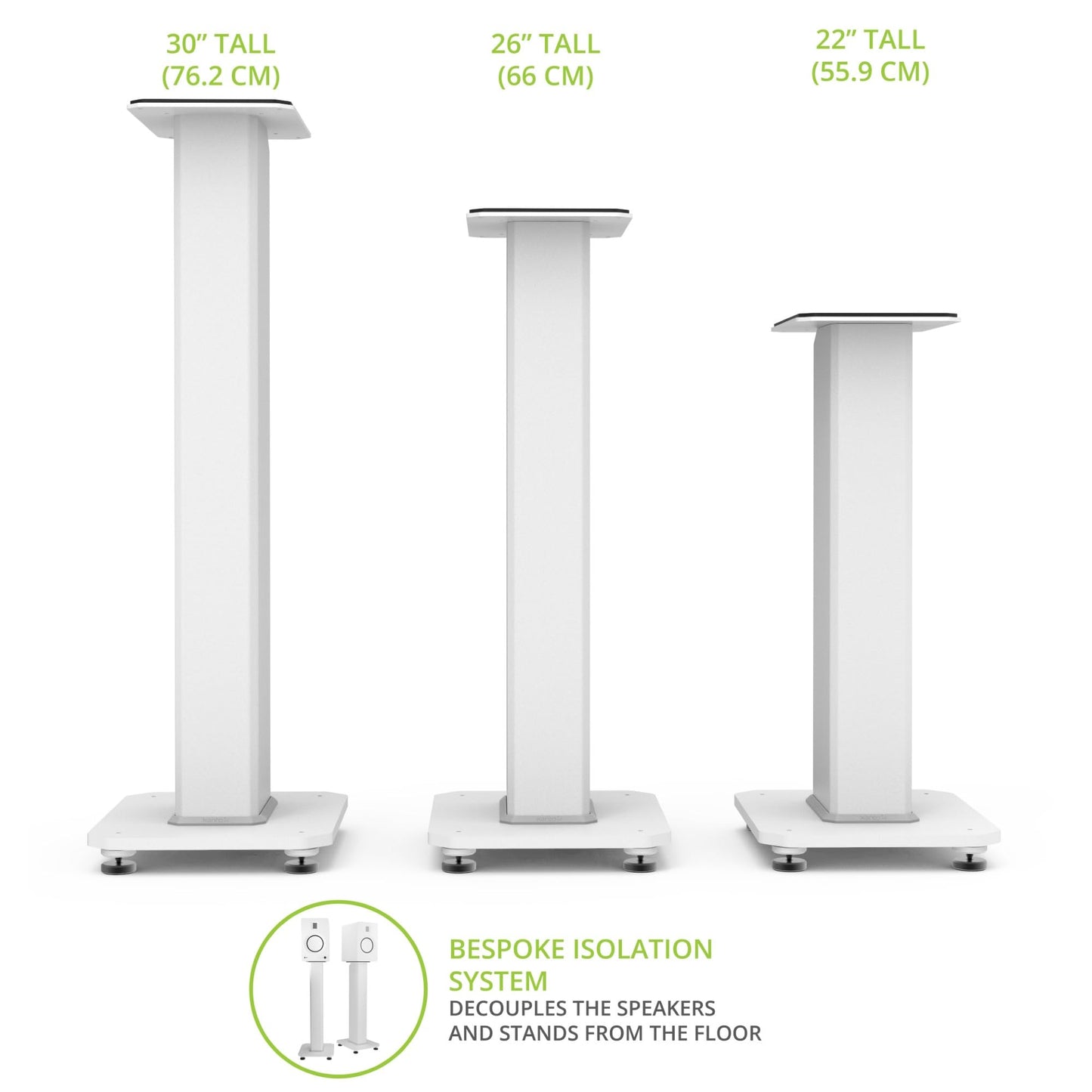 Kanto SX30 Universal Fillable Speaker Floor Stands for Bookshelf Speakers | 30" Tall | Adjustable Isolation Feet | Dedicated Cable Channel | Fill Bags & Level Incl. | Pair | White