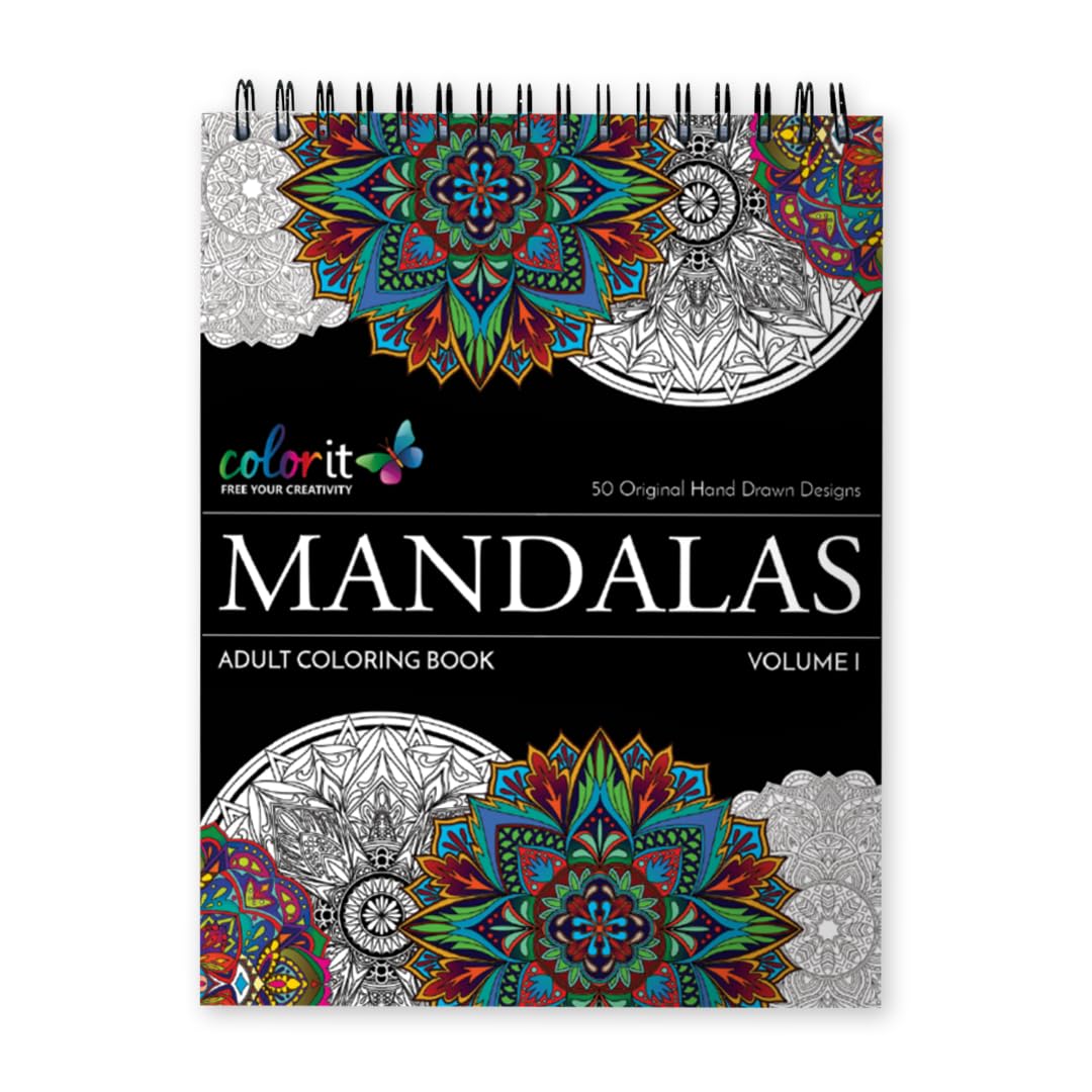Mandala Coloring Book for Adults with Thick Artist Quality Paper, Hardback Covers, and Spiral Binding by ColorIt