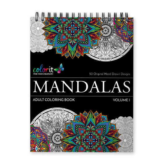 Mandala Coloring Book for Adults with Thick Artist Quality Paper, Hardback Covers, and Spiral Binding by ColorIt