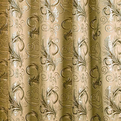 GLORY RUGS Jacquard Luxury Window 2 Panel Set Taupe Curtain with Attached Valance and Backing Bedroom Living Room Dining 2 Curtains 55x84 inches Each Jana