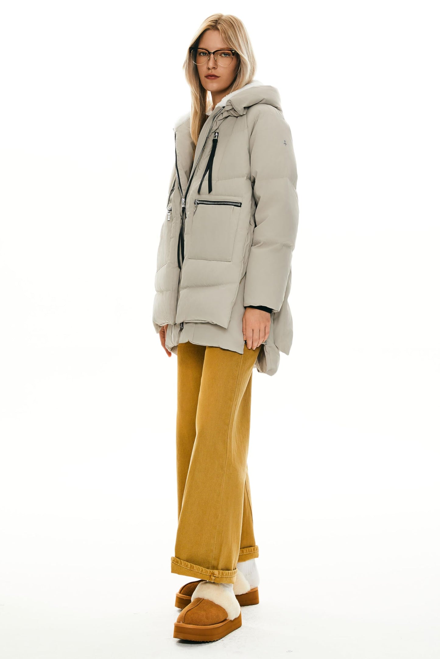 Orolay Women's Thickened Down Jacket Beige Large