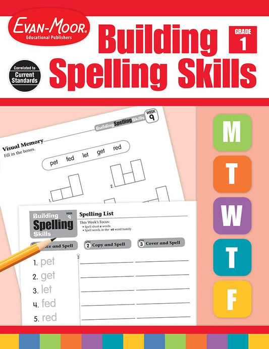 Evan-Moor Building Spelling Skills, Grade 1 - Homeschooling & Classroom Resource Workbook, Reproducible Worksheets, Teaching Edition, Spelling Strategies, Reading and Writing Skills