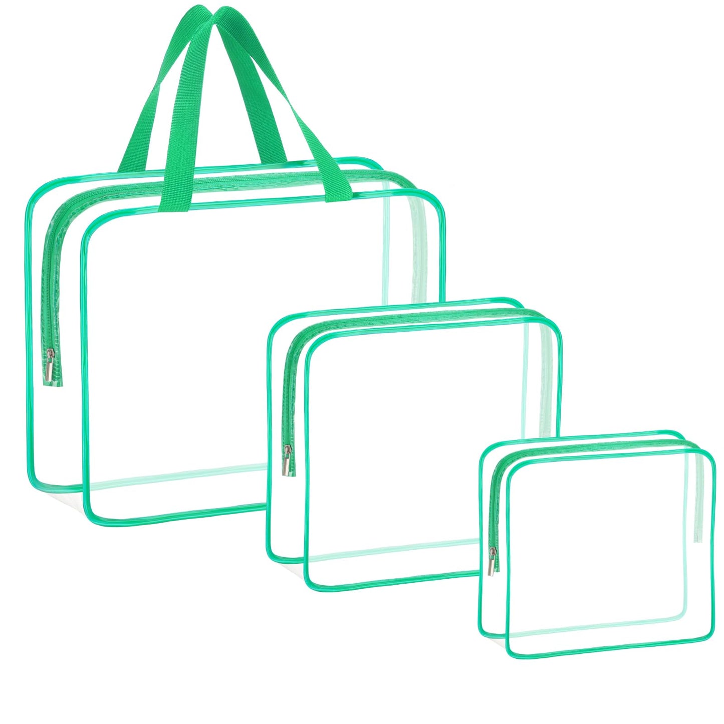 HAOGUAGUA 3 Pieces Large Clear Travel Bags for Toiletries, Waterproof Clear Plastic Cosmetic Makeup Bags, Transparent Packing Organizer Storage Bags (Black)