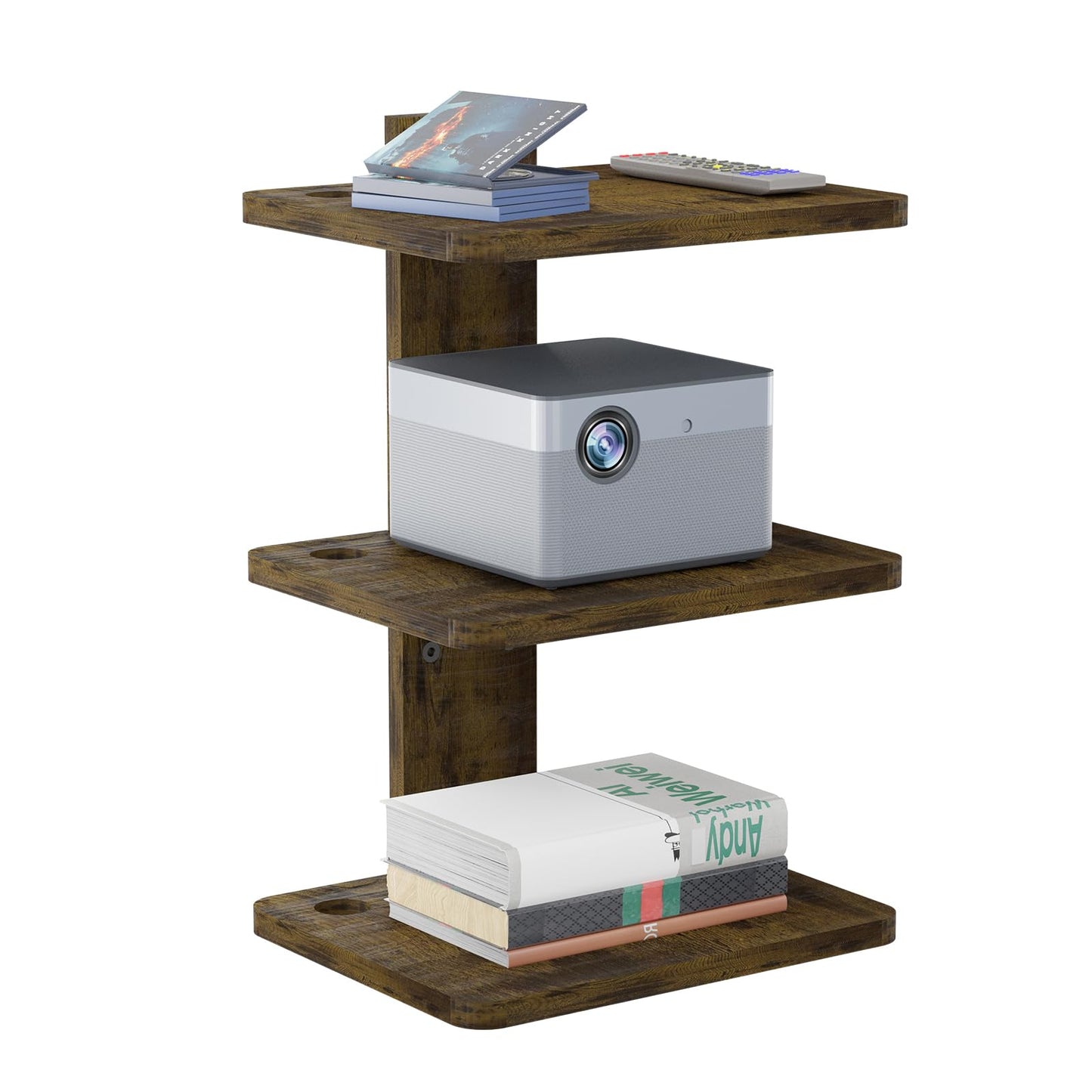 WALI Floating TV Shelves for Wall, Projector Shelf Holds Up to 22lbs, Wooden Wall Mounted Shelves for DVD Players, Cable Boxes, Game Consoles, Living Room Decor Accessories (CS201N), 1 Shelf, Wood