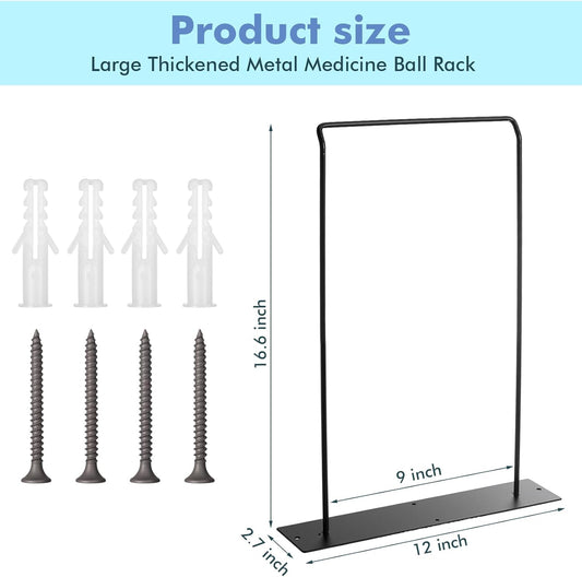 Threan 2 Pack Metal Medicine Ball Rack Wall Mounted 16.6'' Large Yoga Storage Ball Rack Thickened Black Sport Exercise Equipment Holder for Gyms Studios Home Space