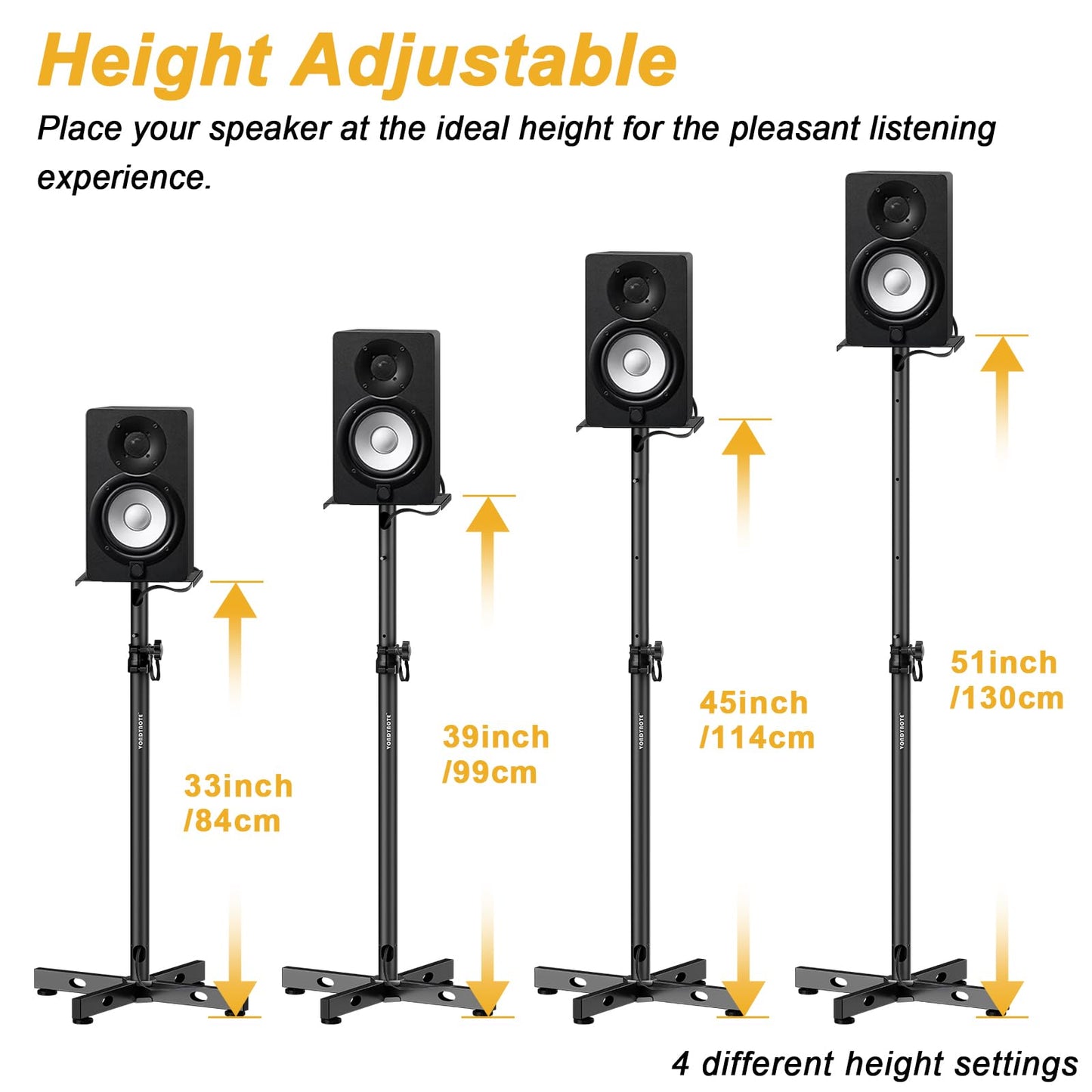 Vondynote Set of 2 Studio Monitor Stands Adjustable Height Speaker Stands with Cable Management