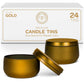 Hearts and Crafts 24-Pack of Round Metal Candle Jars with Lids - 8oz Candle Making Supplies for DIY Crafts, Storage, and Organizing - Empty Tin Containers for Gifts or Small Essentials - Gold