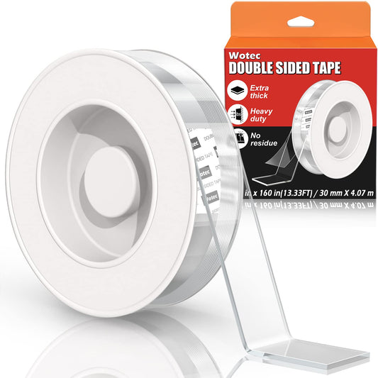 Extra Large Double Sided Tape Heavy Duty Removable 1.18 Inch x 160 Inch, Clear & Tough Nano Tape, Multipurpose Mounting Tape Picture Hanging Strips Adhesive for Poster Carpet
