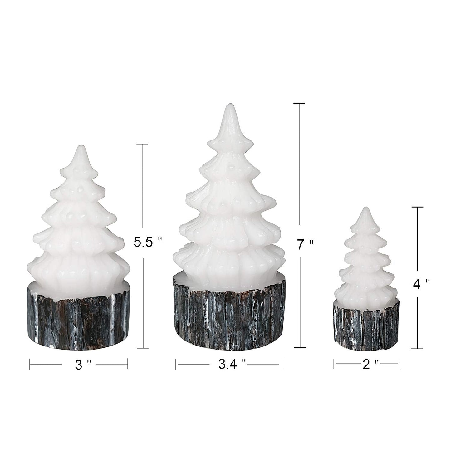 Eldnacele Christmas Flameless Flickering Candles with Timer Battery Operated Tree Shaped White LED Electric Wax Candles Warm White Set of 3 Seasonal Decoration Presents