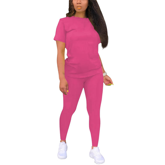 TOPONSKY Women Mujer 2 Piece Outfits Work Jogger Sets Workout Hot Pink,L