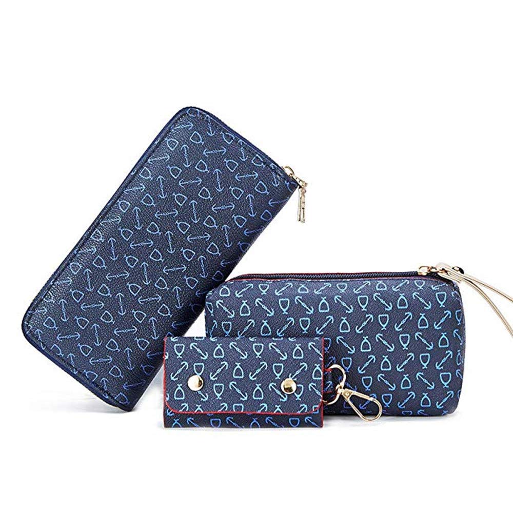 Women Handbag Set 6 Pcs PU Leather Tote Purse Set Multi-purpose Classic Shoulder Bag (Blue)