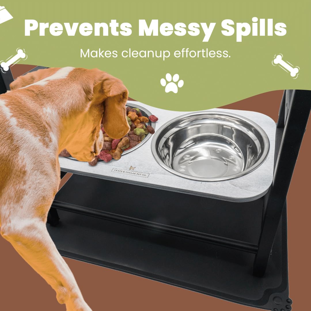 Elevated and Raised Dog Bowl Stand with 2 Stainless Steel Bowls Included- 3 Height Adjustable Dog Food Stand - Multi Slow Feeder Bowls Included
