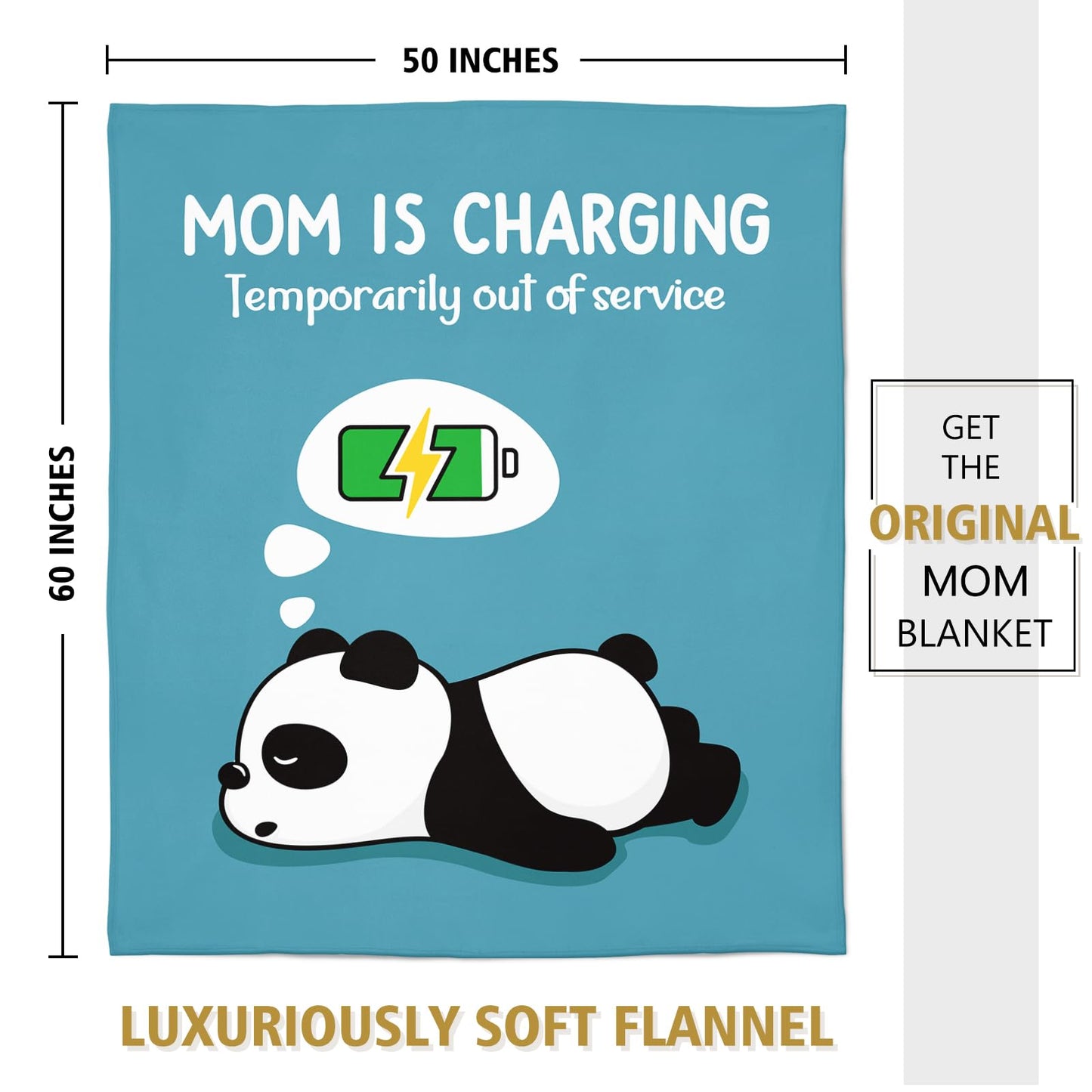 Craftique Gifts for Mom Birthday Christmas- Funny Soft Mom is Charging Blanket- New Moms Gifts for Women, Practical Blanket Throw for Napping Travel, 60”×50”