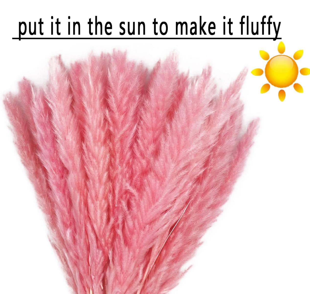 MLSG 60 Stems Pampas Grass 17.5",Natural Dry Flowers Small Pampas Grass Branches for Vase Flower Arrangement Wedding Kitchen Home Decor（Pink）