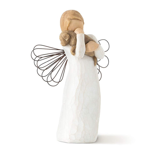 Willow Tree Angel of Friendship, for Those who Share The Spirit of Friendship, Angel Carrying Dog as Reminder of Loyal Pets and Friends, Present and Past, Sculpted Hand-Painted Figure