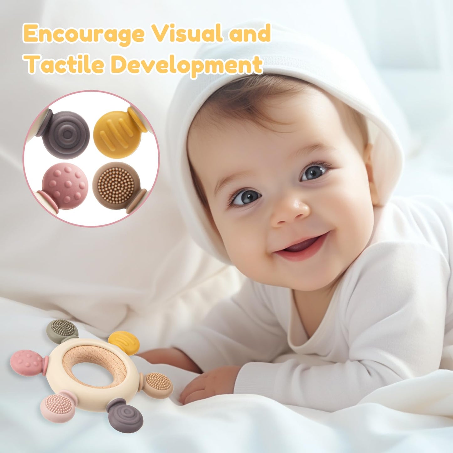 Baby Teething Toys for 0-6 6-12 Months, BPA Free Teether Sensory Toys for Babies 0 3 6 9 12 18 Months, Newborn Infant Toys Gifts for 1 One Year Old Baby Boys Girls