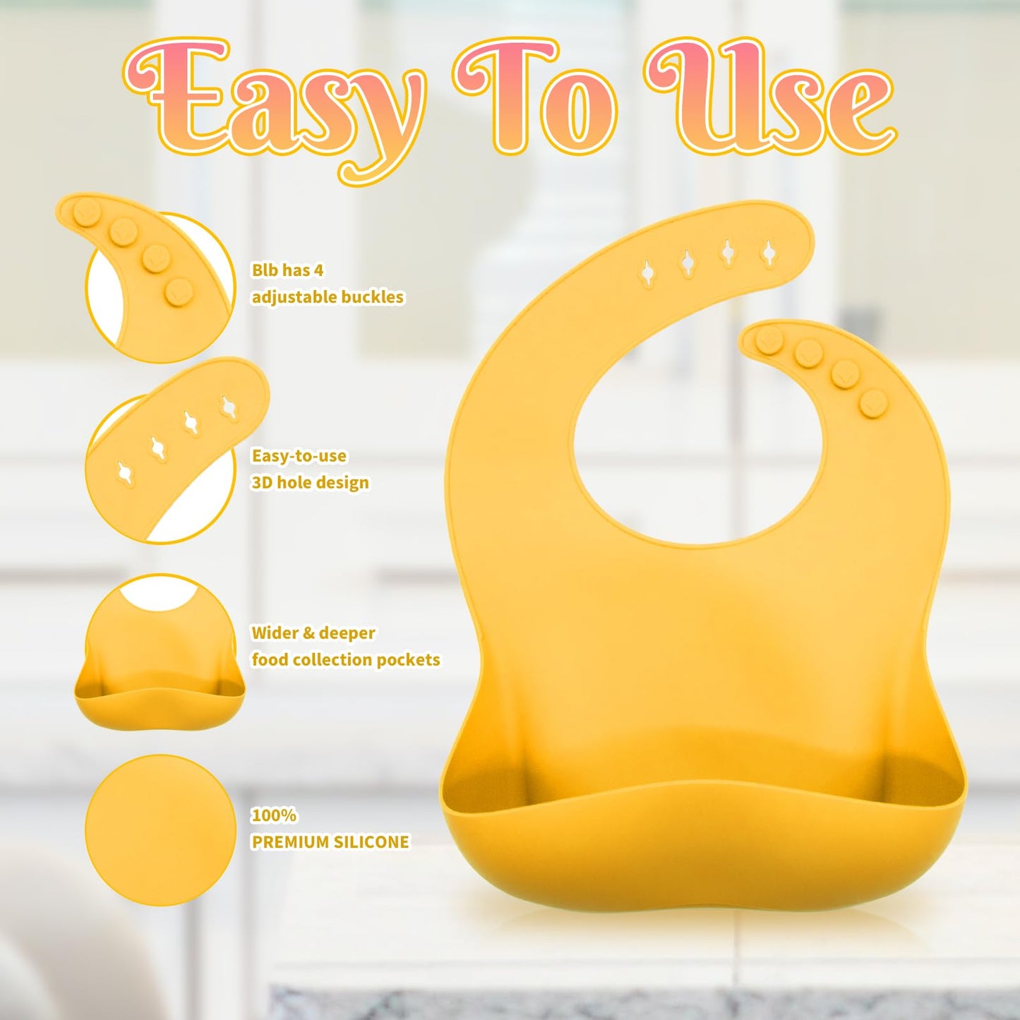 CHCC Silicone Baby Feeding Set, 6 Pcs, Baby Led Weaning Supplies, BPA Free, Yellow