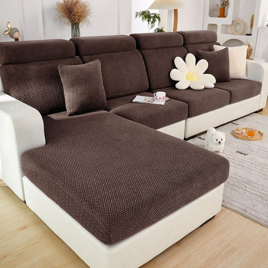GueYi Magic Sofa Covers, Sectional Couch Covers, Wear Resistant Stretch Sofa Covers Washable,for Chair Cushion Couch Furniture Protectors for Pets Sectional Slipcovers (Dark Brown,1 Triple Seat Cover)