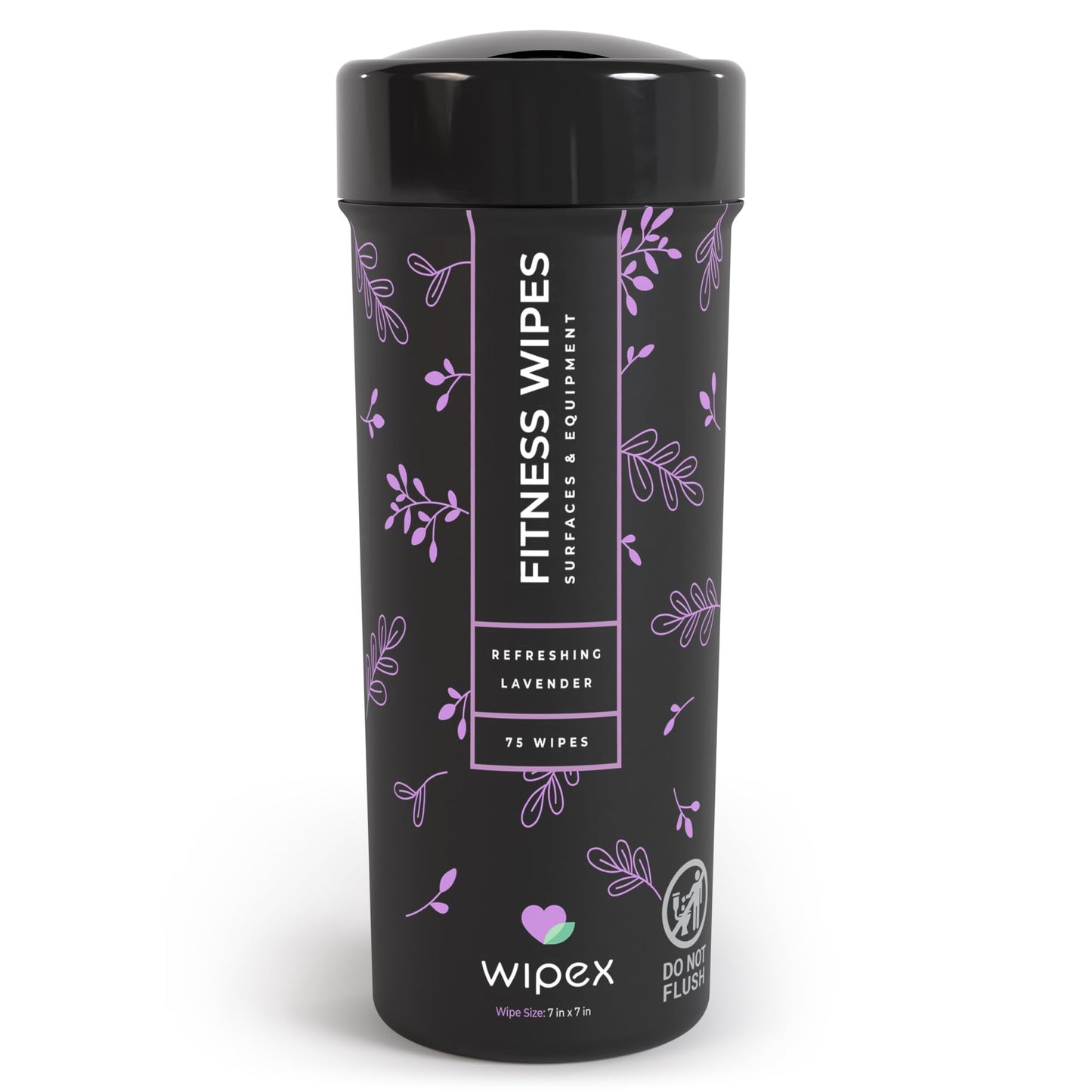 Wipex Yoga Mat Cleaner & Fitness Wipes - Natural Lavender & Vinegar Gym Equipment Cleaner - 75 Gym Wipes to Clean Yoga Mats, Spinning & Peloton Bikes, Weight Machines & Surfaces