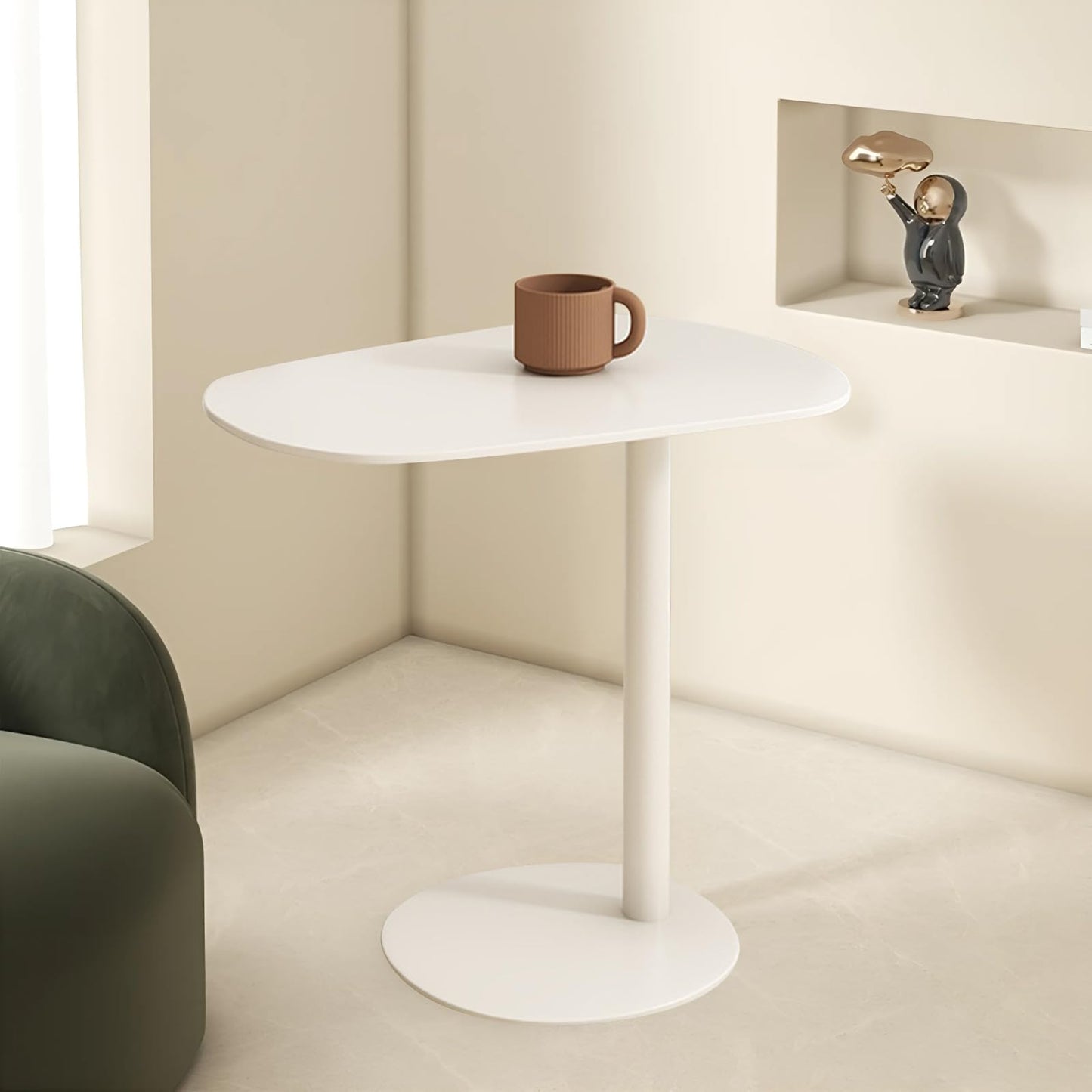 Modern Metal Side Table C Shaped End Table for Couch Slim Sofa Side Table Snack End Table Tv Trays for Eating On Couch for Dining Room, Living Room, Cafe and Balcony (1Pack)