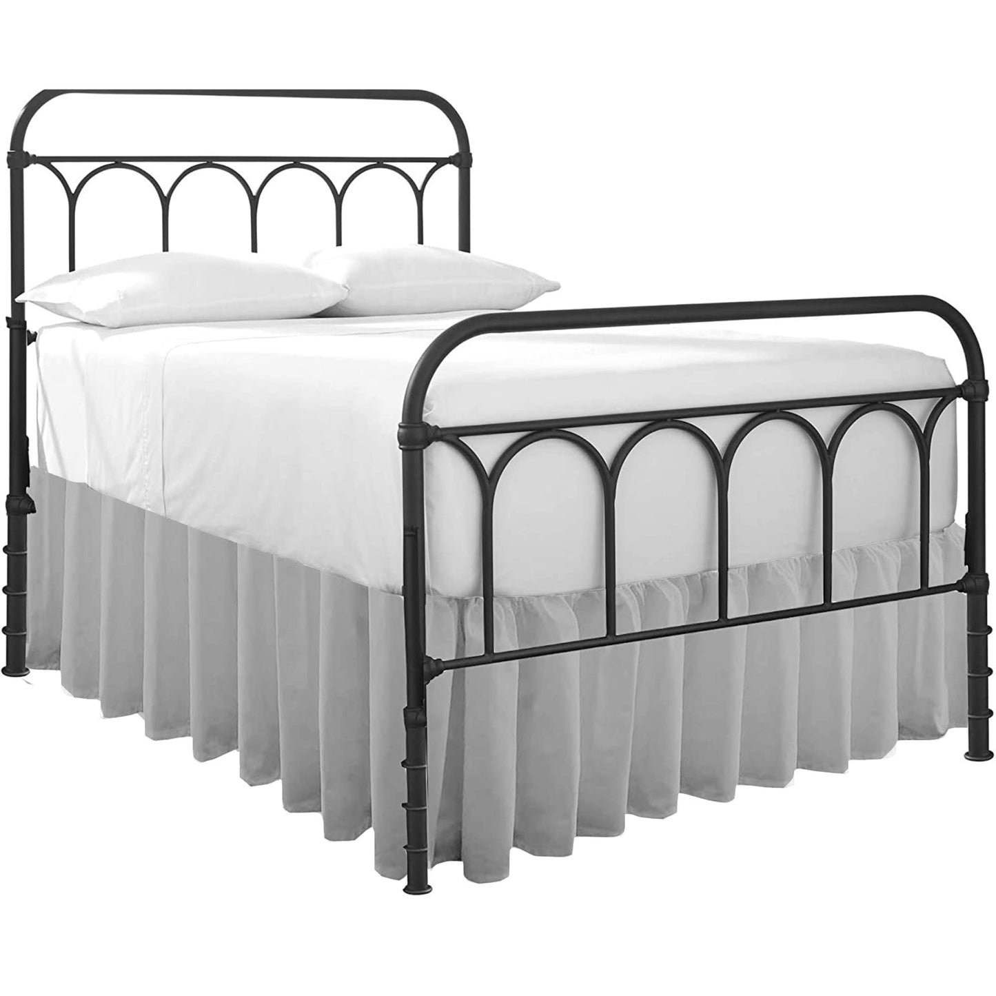 Ruffled Bed Skirt with Split Corners-Dust Ruffle - 21" Drop 100% Microfiber Soft,Sheen & Luxurious Look - Bed Skirts (Light Grey -King)