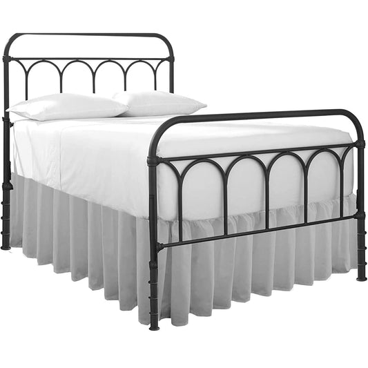 Ruffled Bed Skirt with Split Corners-Dust Ruffle - 21" Drop 100% Microfiber Soft,Sheen & Luxurious Look - Bed Skirts (Light Grey -King)