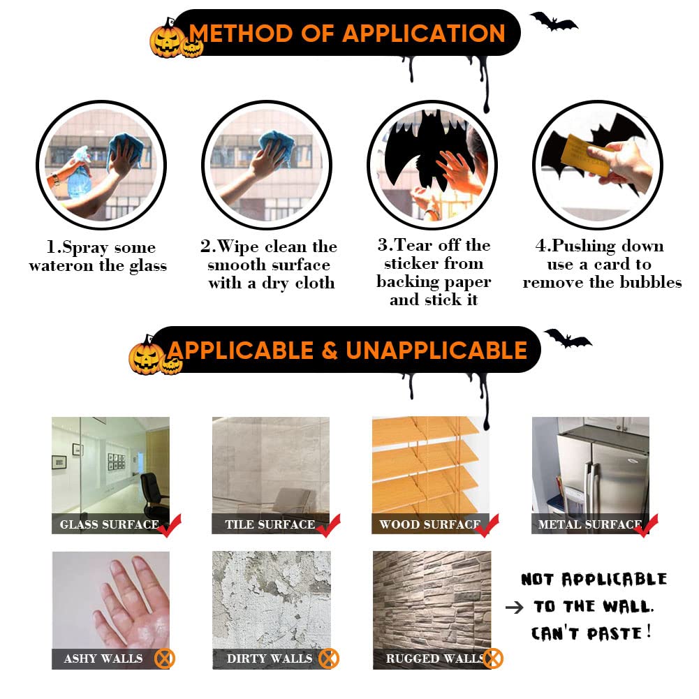 Large Halloween Window Clings Decorations - Silhouette Decorations With Scary Witch Stickers for Windows