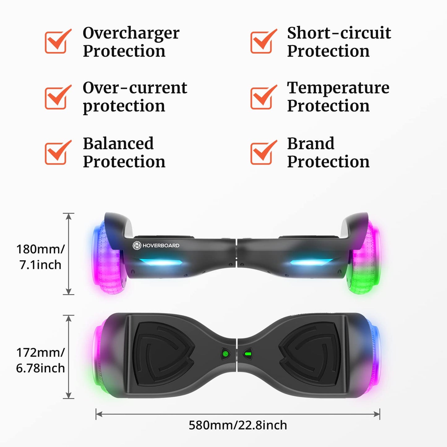 Trinity Max Hoverboard for Kids Ages 6-12, 6.5" LED Wheels & Music Speaker, Powerful Self Balancing Scooter for Kids Gifts, UL2272 Certified(Black)