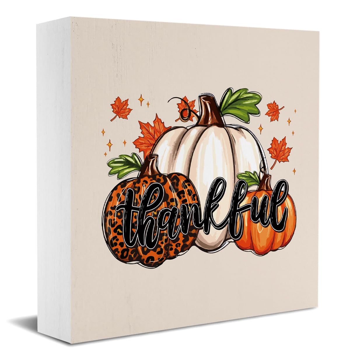 Cute Thankful Fall Decor Thanksgiving Fall Decorations for Home Office Autumn Pumpkin Decor Funny Autumn Decorations for Desk Table 5 x 5 inches