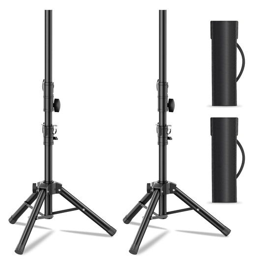 Small Speaker Stands 2 Pack, 24-50 Inch Height Adjustable Speaker Tripod Stand Pair, Lightweight 35mm Compatible Insert, Support 55 LB with 2 Storage Bags