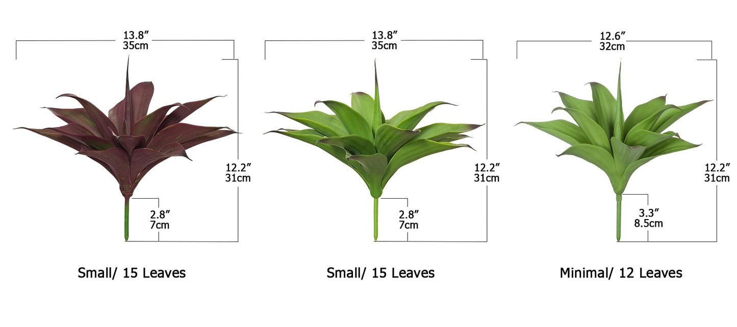 Ttranewsoo Fake Plants Artificial Agave Plants 13.8" Large UV Resistant Fake Agave Planters for Indoor and Outdoor Decorating Tropical Plant Succulents Greenery Indoor Decor(2Pack, Purple