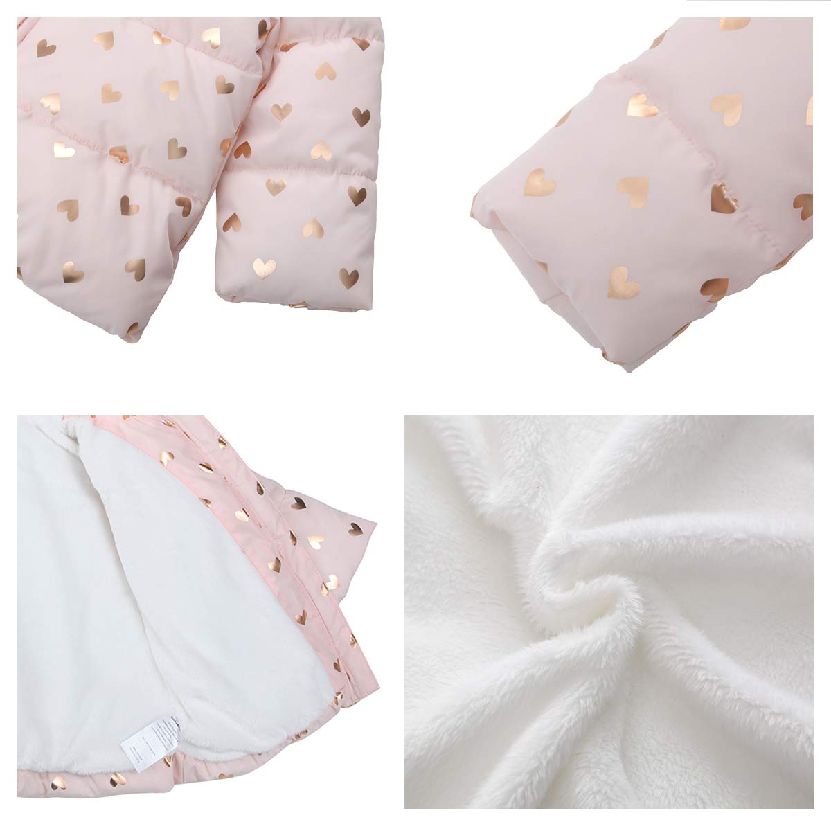 Rokka&Rolla Baby Girls' Water-Resistant Soft Mini Fur Lined Puffer Jacket Winter Coat for Newborn Infant Toddler