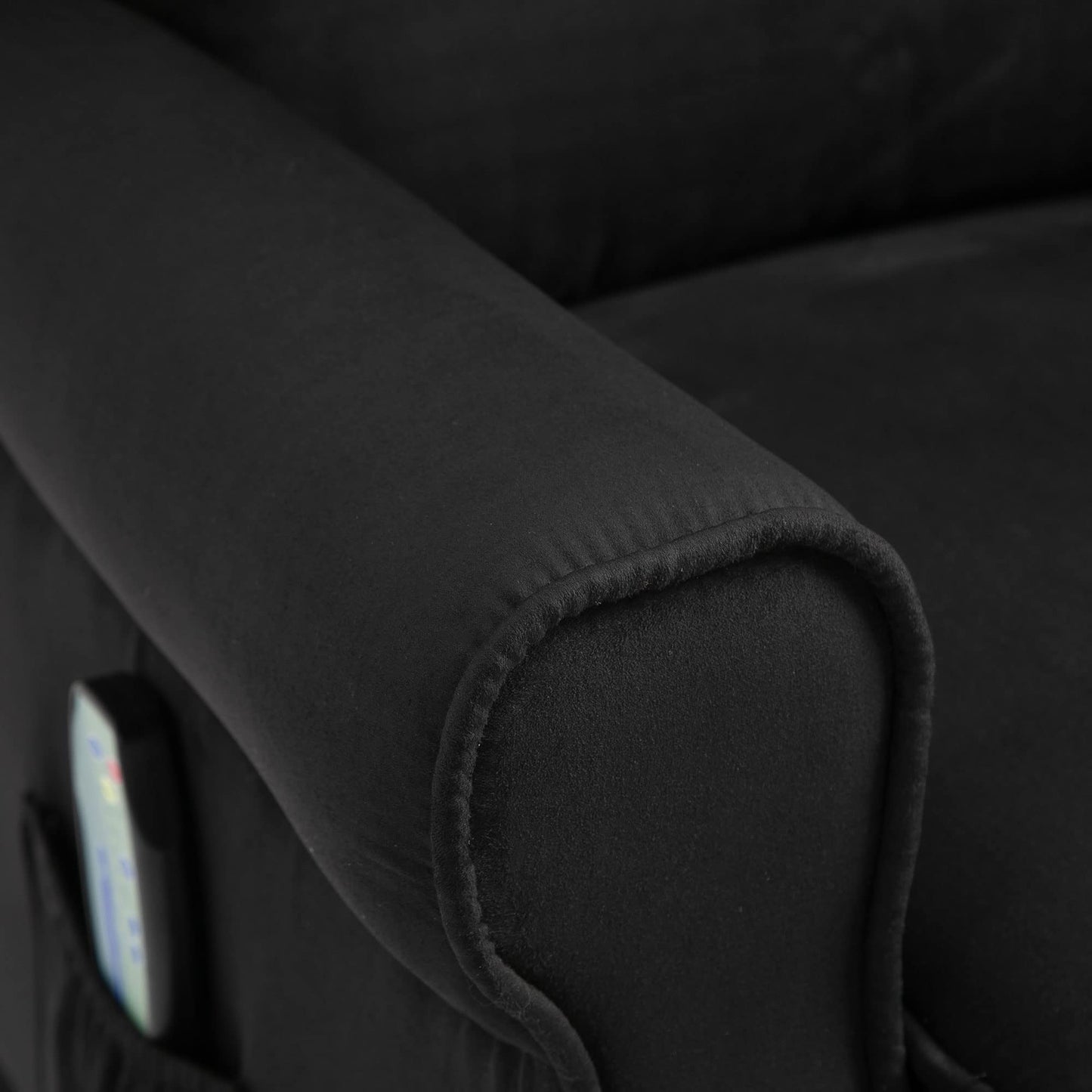 HOMCOM Vibration Massage Recliner Chair for Living Room with Heat, Wingback Single Sofa, Modern Suede Fabric Push Back Reclining Chair with Footrest, Side Pocket, Black