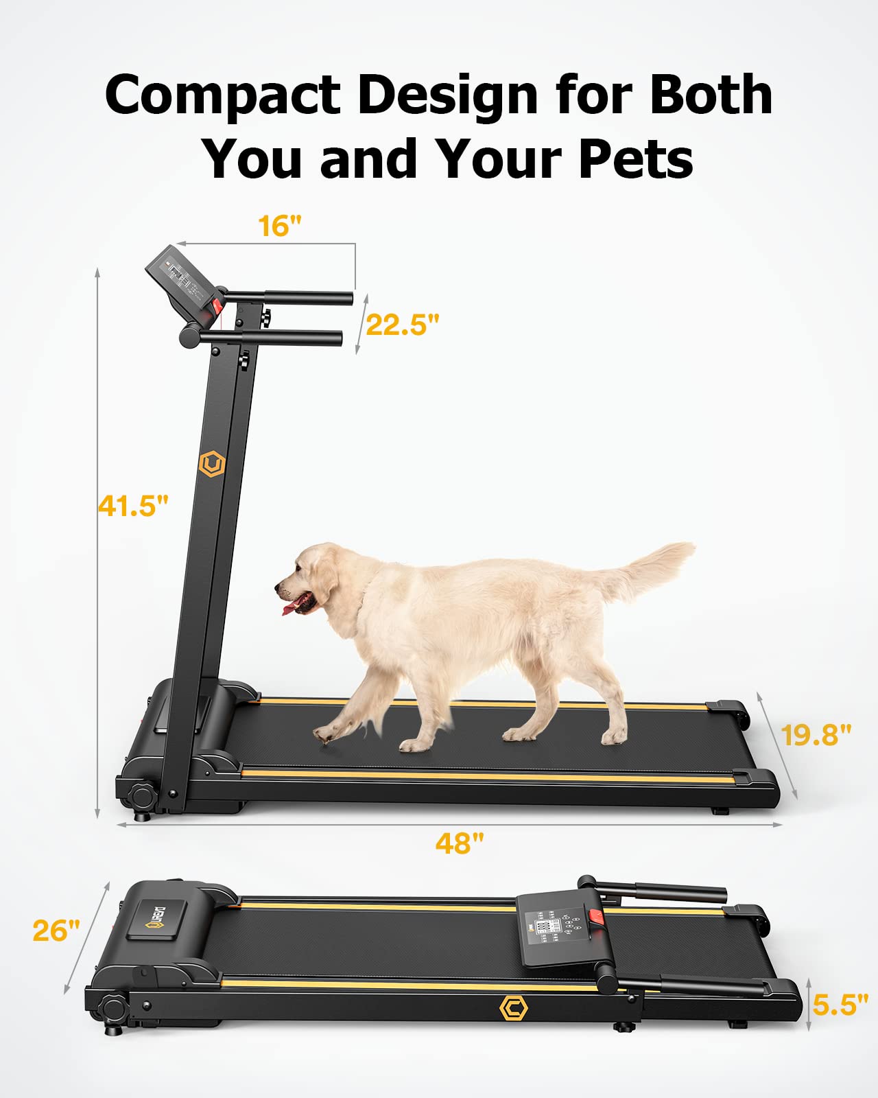 UREVO Walking Pad Treadmills for Home Office, Under Desk Compact Design Treadmill Portable Walking Pad Treadmill with Remote Control, LED Display