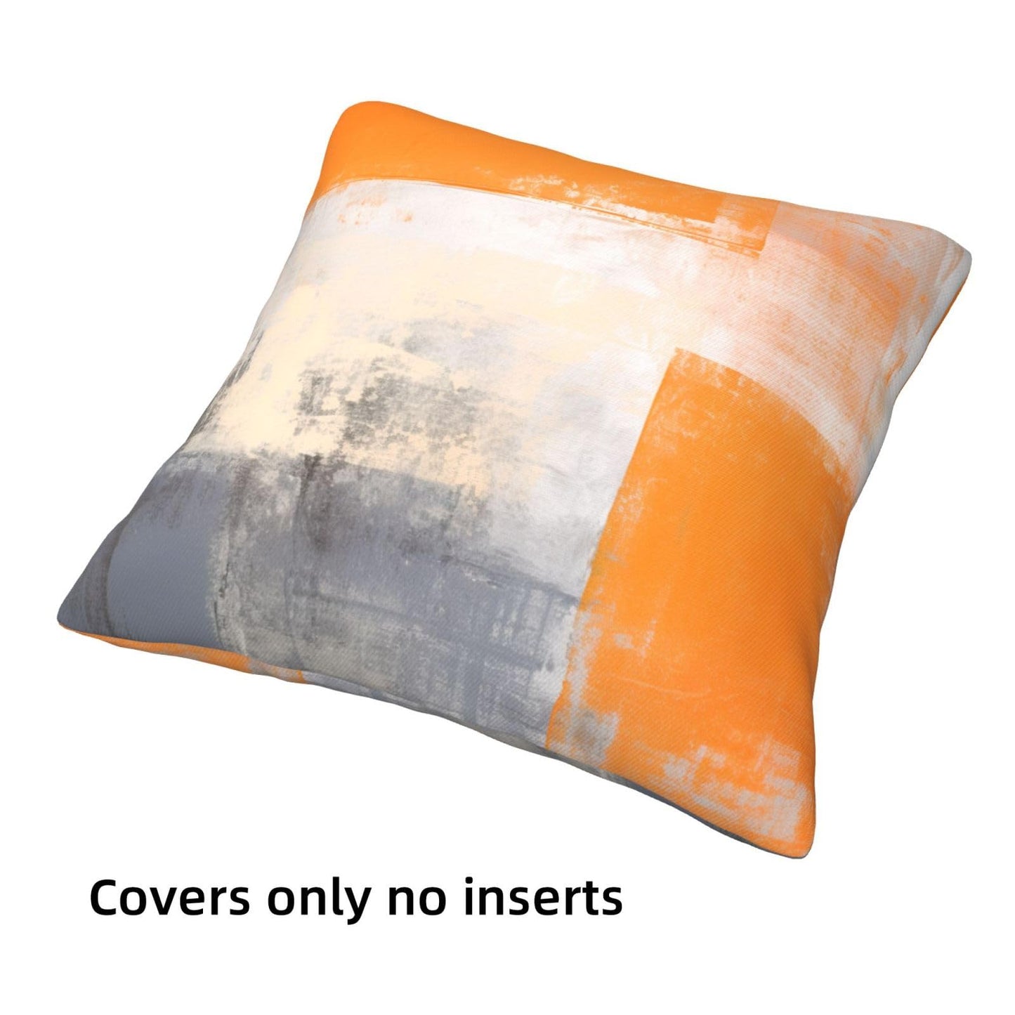 HOSTECCO Orange and Grey Throw Pillow Covers 18x18 inch Set of 4 Orange Abstract Art Pillow Cases Contemporary Square Decorative Cushion Covers for Sofa Couch Bed