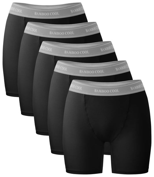 BAMBOO COOL Womens Boxer Briefs Boy Shorts Soft Stretch Panties for Women, 5-Pack