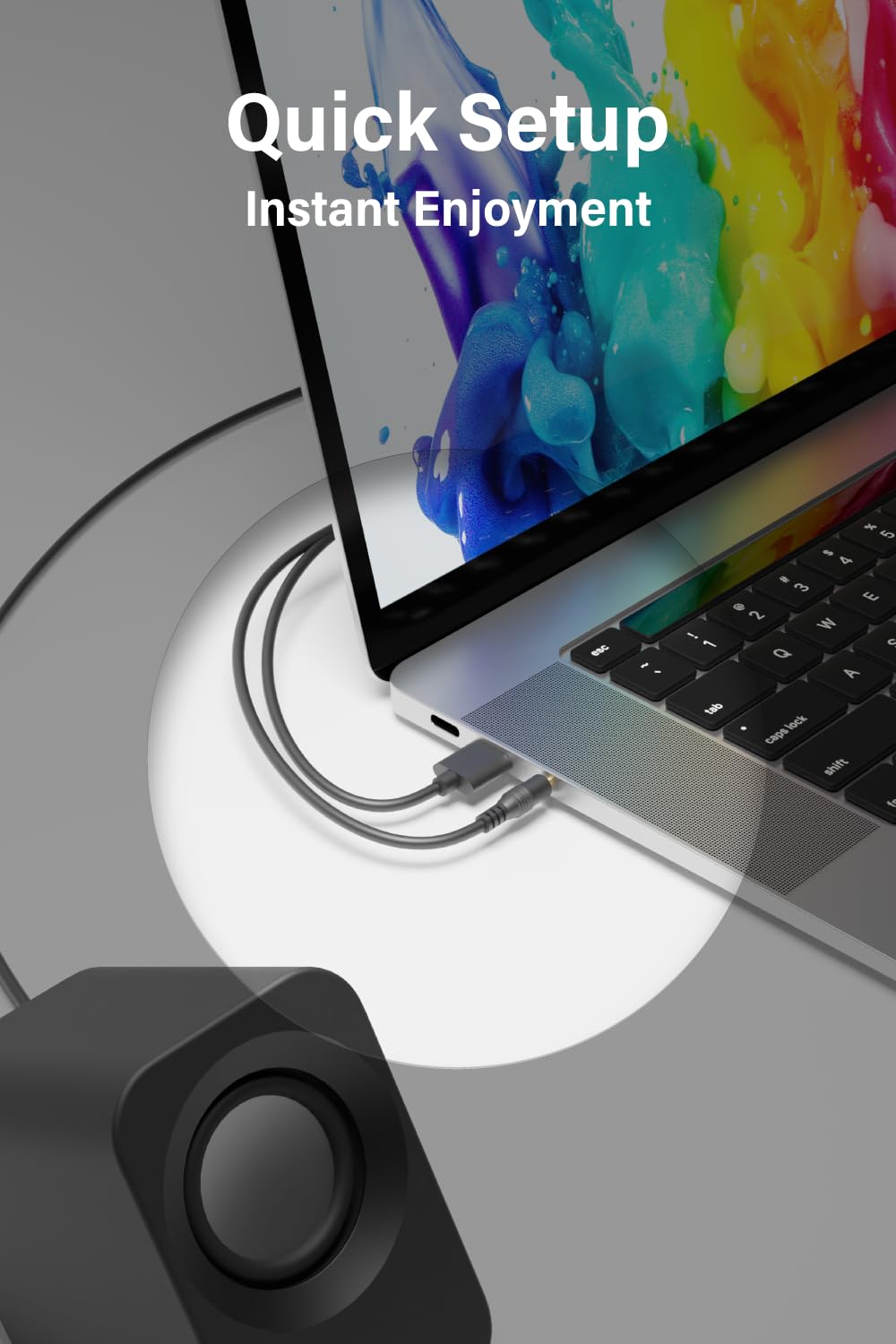 FUNLOGY Speaker - 14W Stereo PC Speakers, USB Powered, Compact Size with 30° Tilt Design, Volume Dial Control, for Desktop, Laptop, Monitor, Gaming Consoles, Black