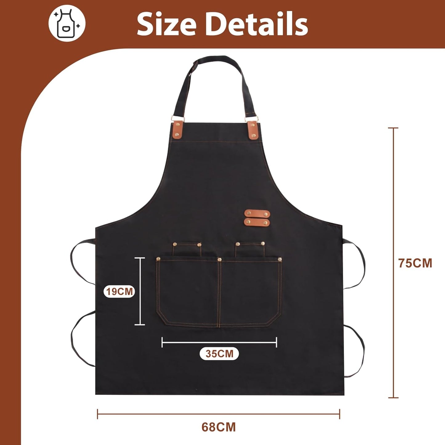 Apron for Men Women, Chef Apron with Adjustable Neck Strap, Heavy Duty Apron for Men with Pockets, Aprons for Cooking, Baking, Gardening, Woodwork, Hair Stylist, BBQ,Grill