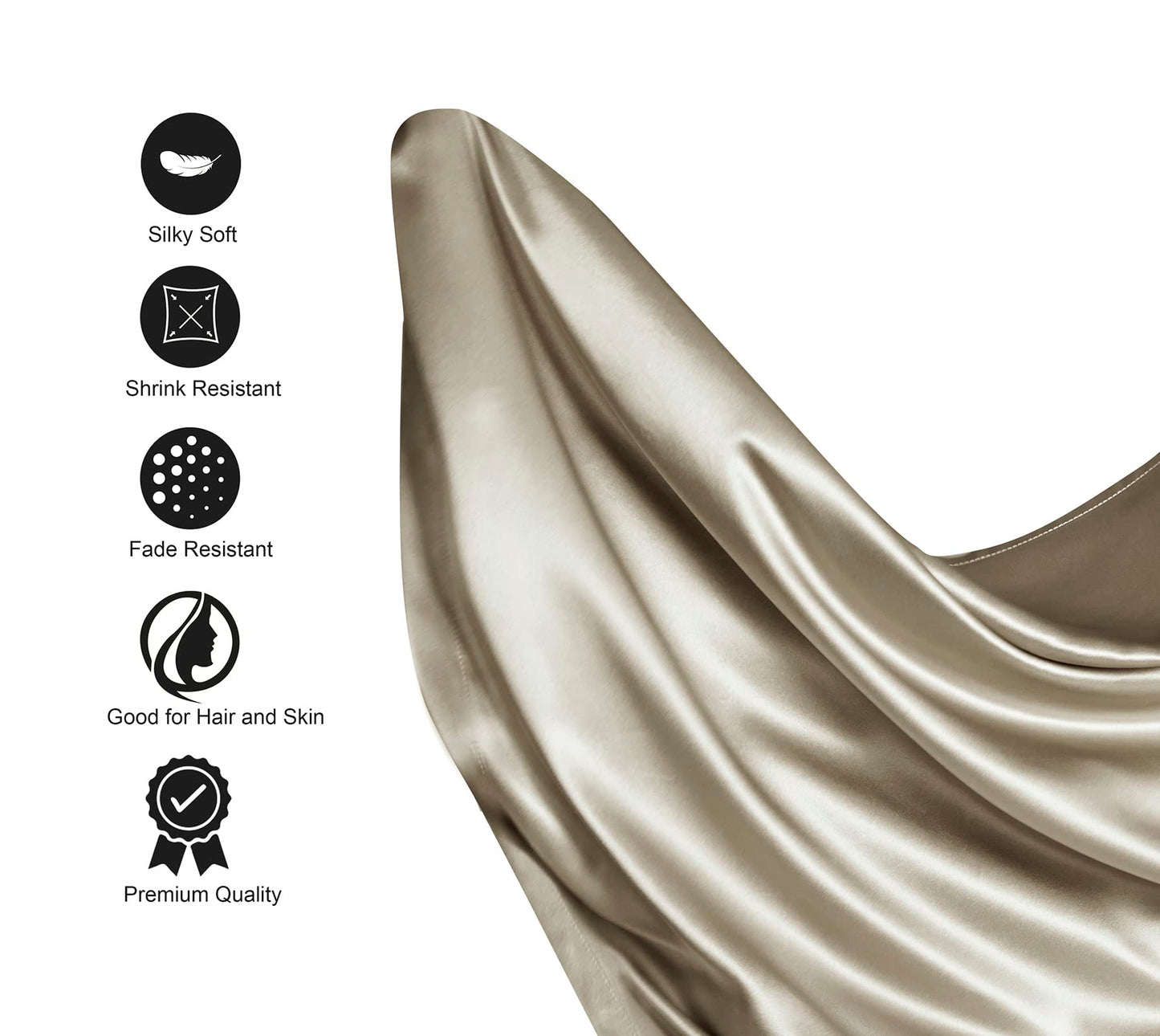 Lanest Housing Silk Satin Sheets, Full Size Satin Bed Sheet Set with Deep Pockets, Cooling Soft and Hypoallergenic Satin Sheets Full - Taupe